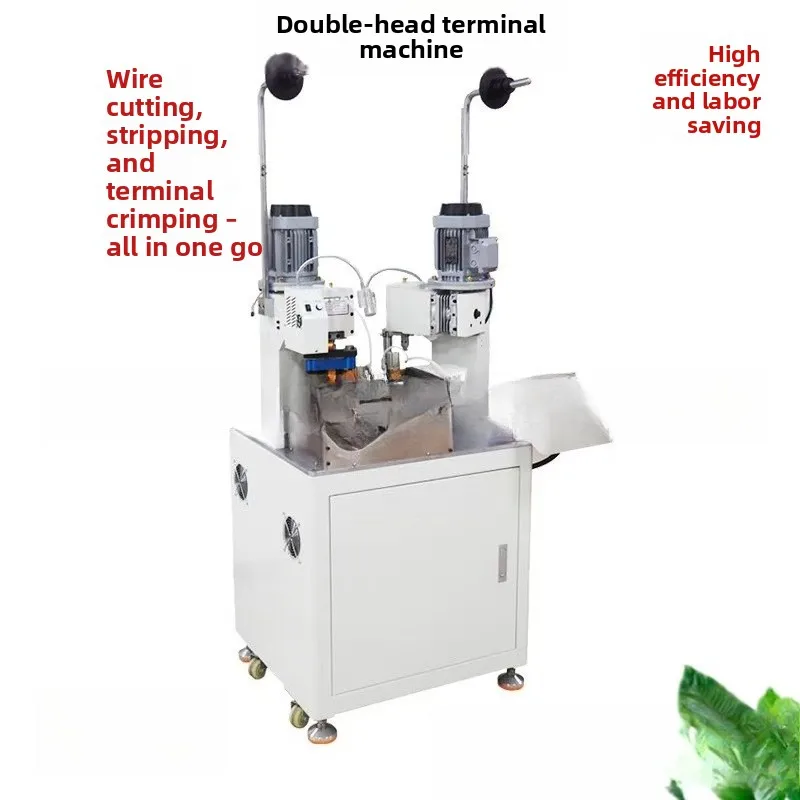 Fully automatic double-head terminal machine, automatic machine, new 2-head terminal cutting line peeling saves labor