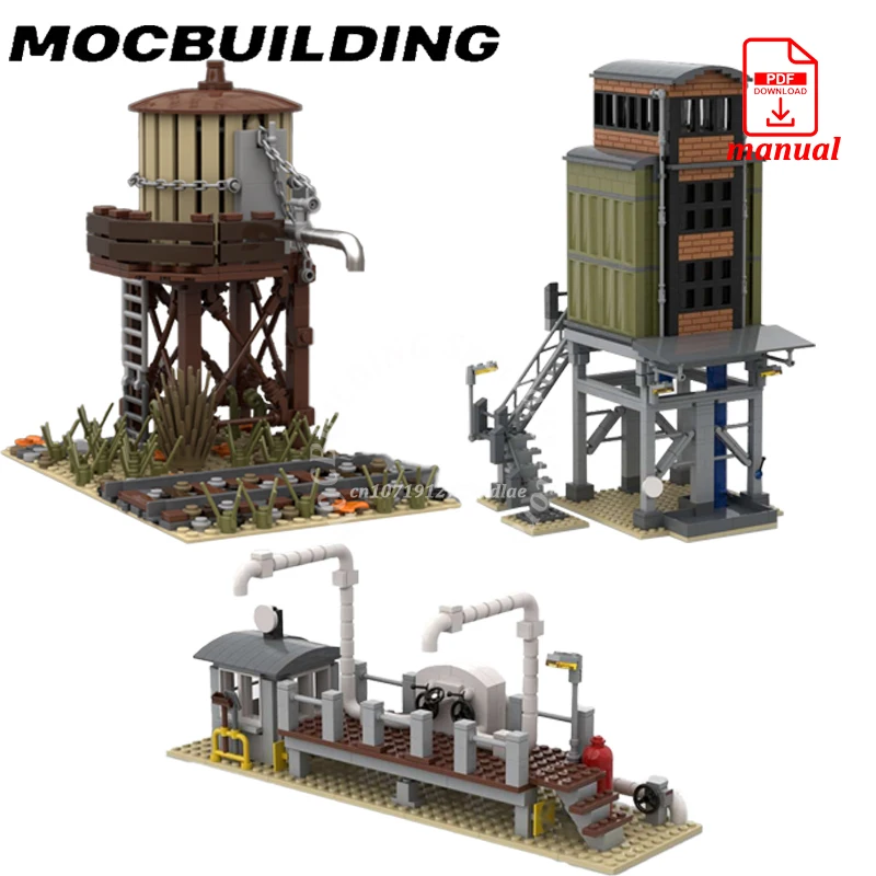 

Train Granary Railway Filling Station Water Tower Model MOC Building Blocks Brick Toys Construction Gift Birthday Present