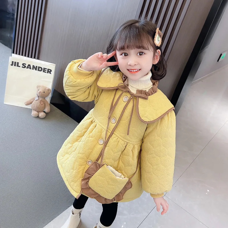 Children Llittle Fragrant Cotton Padded Clothes New Winter Style Little Girls Sweet Lovely Turtleneck Cotton Padded Jacket