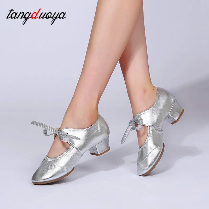 Ballroom Dancing Shoes For Women Latin Dance Shoes Lady Closed Toe Salsa Shoes Low Heels Zapatos Baile Latino Mujer 4cm