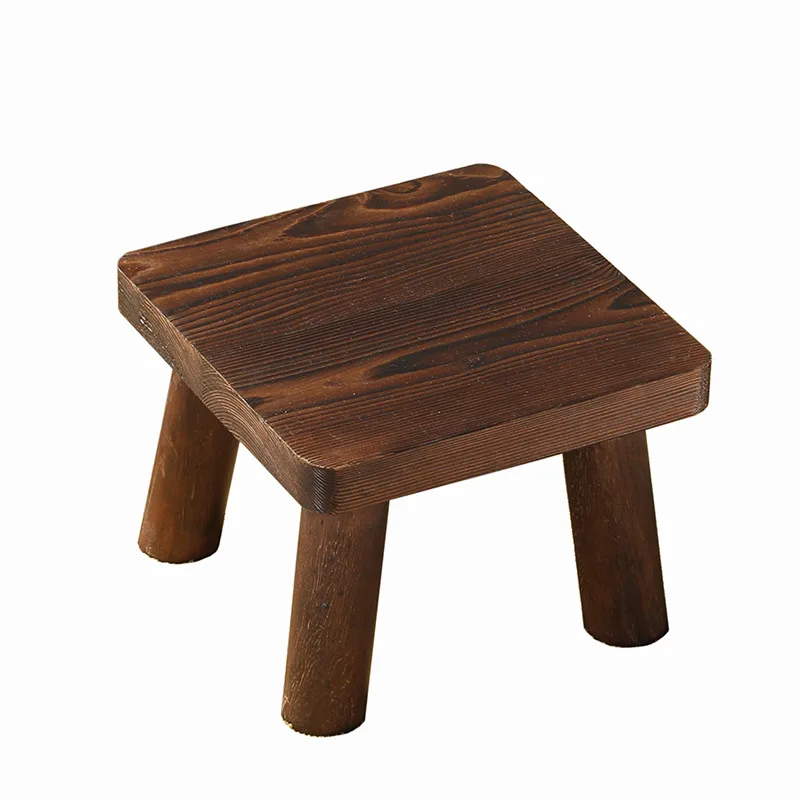 Small Bench Home Stool Wooden Coffee Table Low Stool Creative Square Mini Children\'s Solid Wood Shoe Stool Living Room Chair