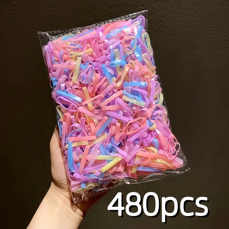 

480 pcs, elastic hair band, suitable for fitness and binding, soft and not easy to wrap, durable, value-added package [Macale]