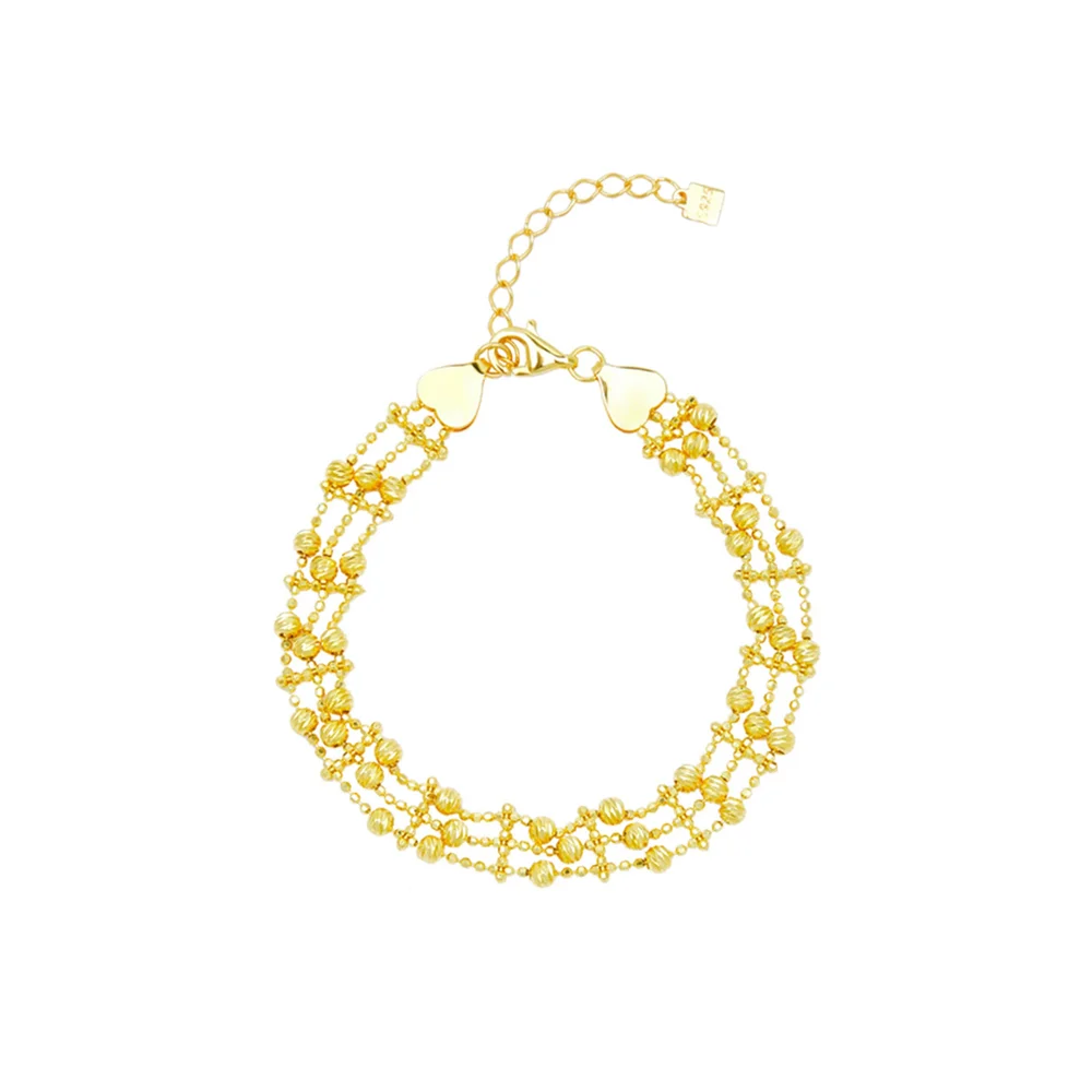 

S925 sterling silver women's bracelet with gold-plated bead cutting pattern, popular fashion jewelry, party accessories