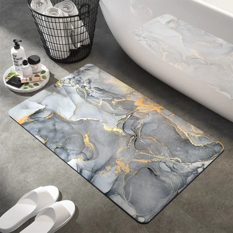 

Bathroom Carpet Absorbent Marbling Floor Mat Diatomite Bath Mat Home Decoration Carpets Quick Drying Foot Mats Non-Slip Rug