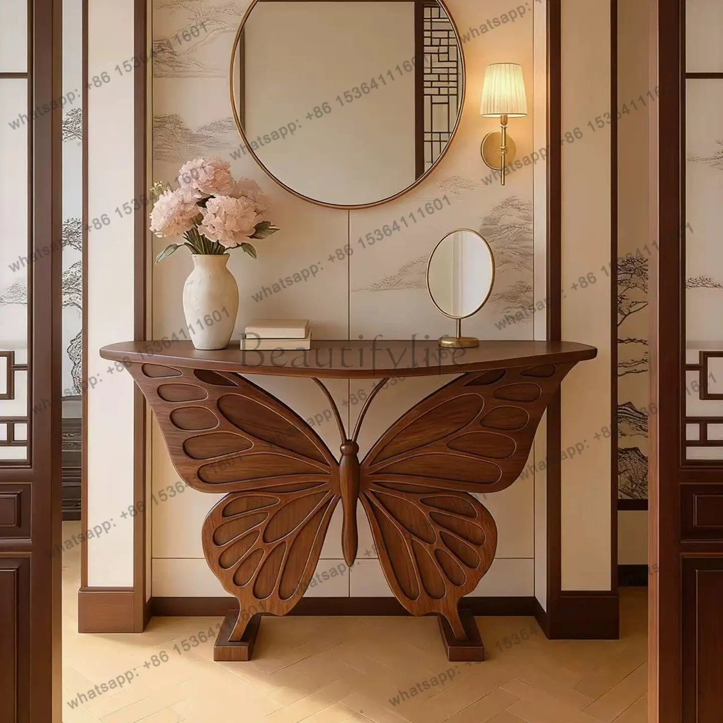 New Chinese-style North American black walnut porch table entry case few solid wood furniture