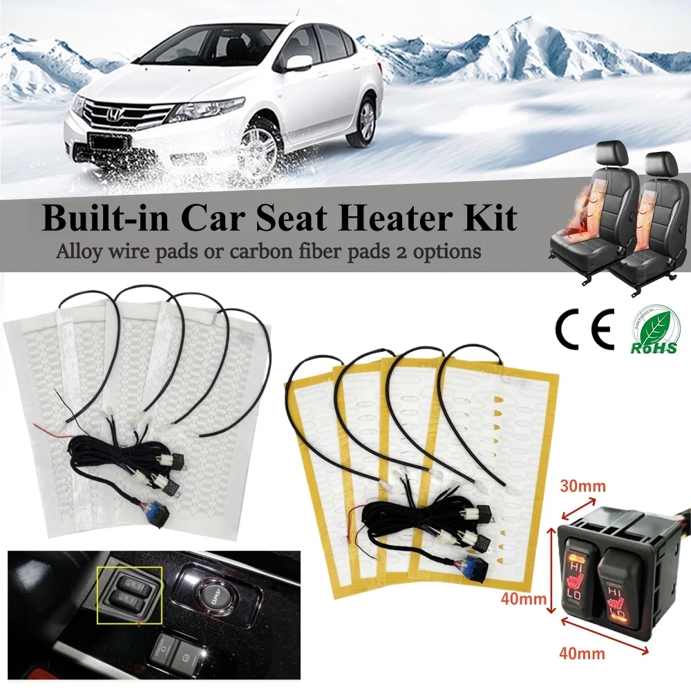 12V Build-in Car Seat Heater Kits Fit 2 Seats Alloy Wire/Carbon Fiber Heating Pad For MITSUBISHI OUTLANDER 2005-2009 PAJERO1982