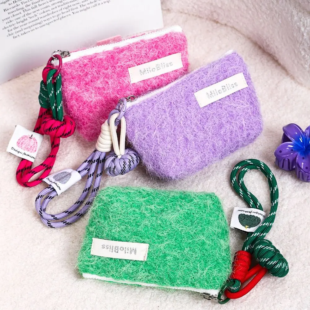 Small Mini Card Bags Square Korean Travel Coin Purse Ins with Heart Pendant Makeup Handbags Pouch