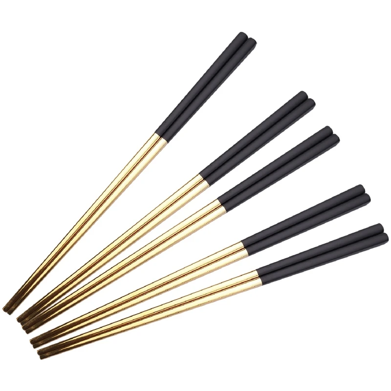 Imagem -05 - Venda Quente 20 Pares Pauzinhos de Conjunto Ouro Chinês Preto Metal Chop Sticks Conjunto Usado para Sushi Louça Aço Inoxidável