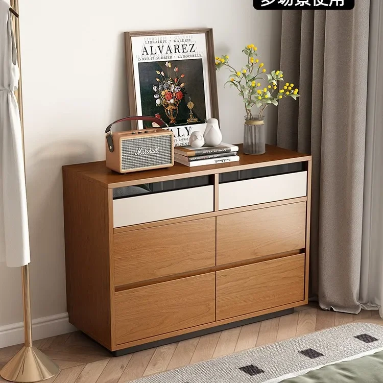 All solid wood antique style bedroom dining side cabinet veneer chest dresser large appearance Italian storage cabinet