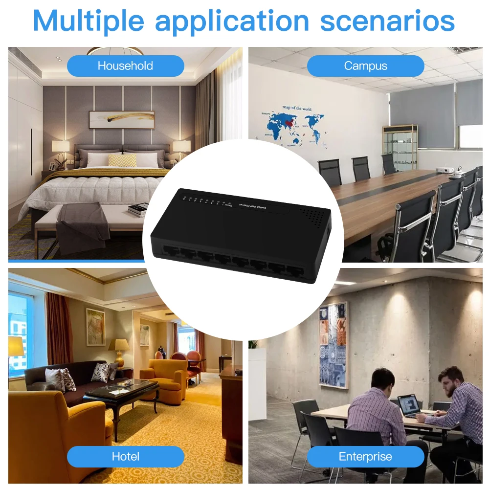 8 Ports 1000M Ethernet Switch Desktop Gigabit Network Switch Adapter Fast RJ45 Port Ethernet Splitter