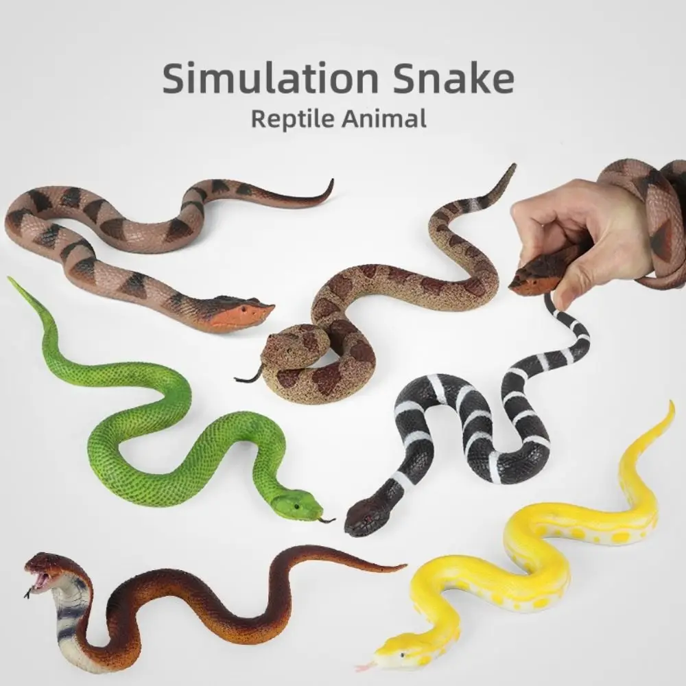 

Reptile Animal Snake Action Figures Soft TPR Python Cobra Rattlesnake Model Educational Lifelike Simulation Snake Prank Toy