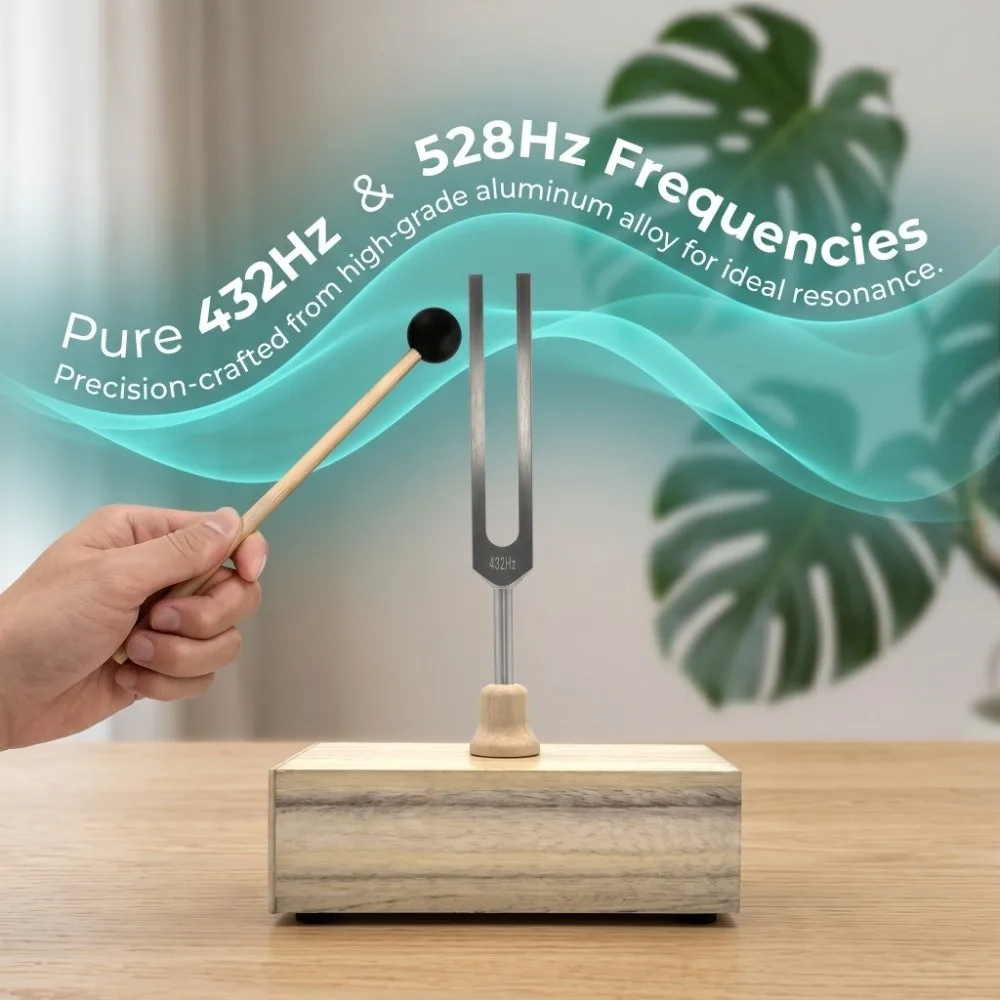 432/528 HZ Frequency Schumann Resonance Tuning Fork Sound Healing Acoustic Design Tuning Fork Relaxation with Resonance Box