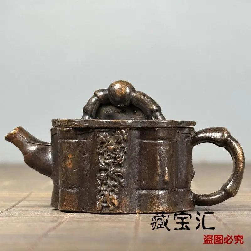 Retro Plum blossom bamboo joint Teapot Ornament Decoration Tea Pet Figurines Desk Decor Accessories