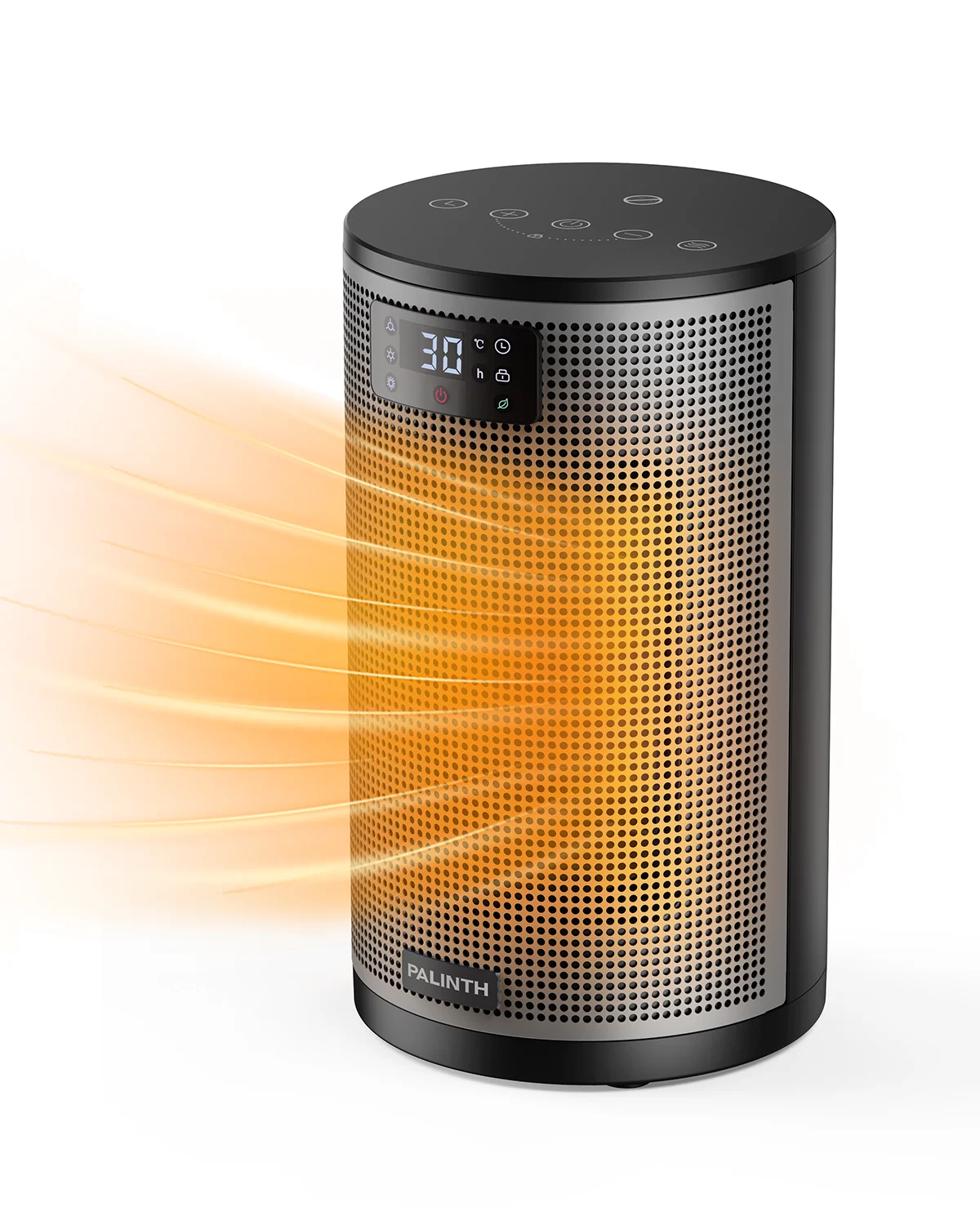 Chauffage électrique portable de 10 pouces avec thermostat, son à 360 degrés, 1500 W, 70 °   Oscillation, minuterie et 5 modes pour une utilisation à domicile ou au bureau