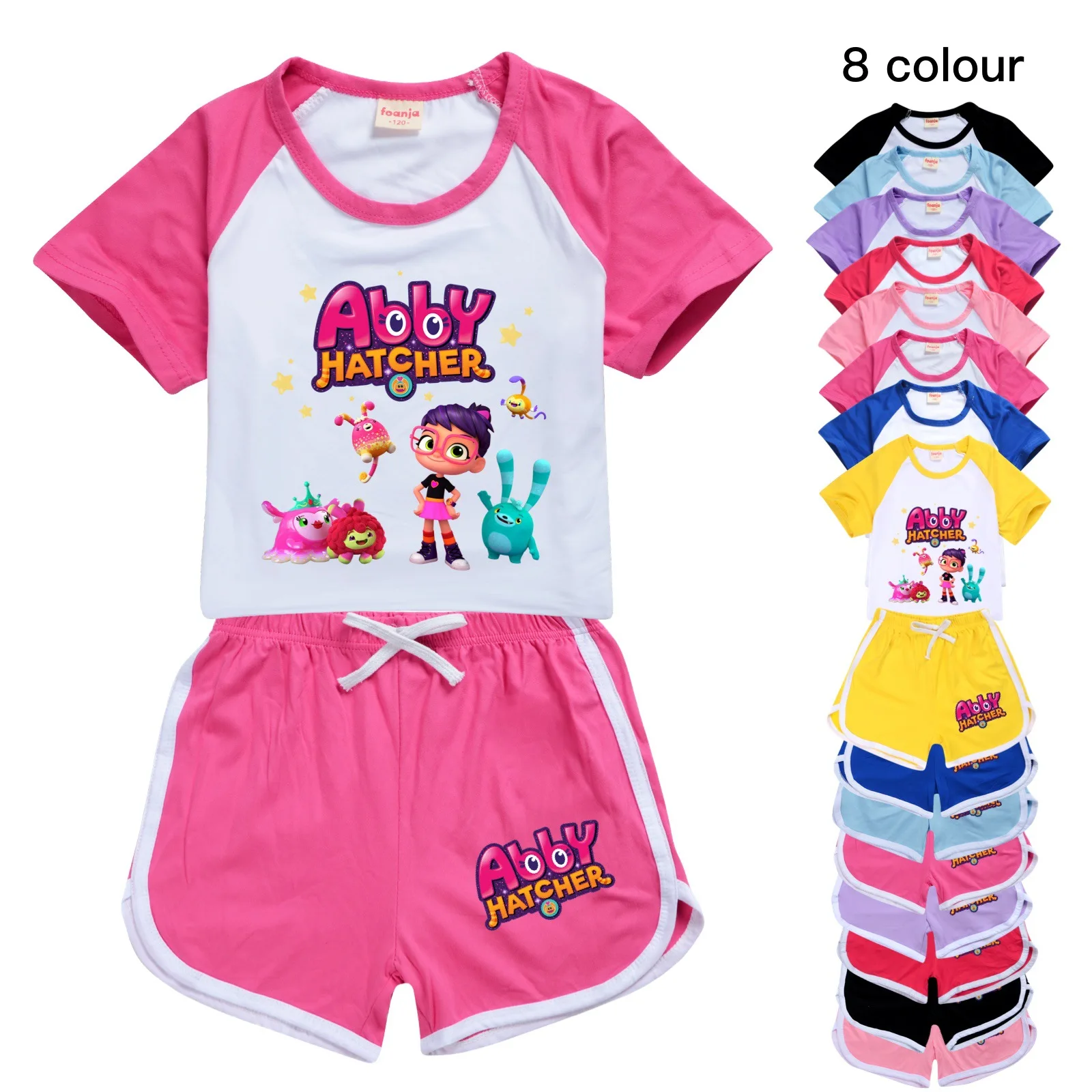 New Summer Kids Clothes Girls Abby Hatcher T-shirt + Pants Sets Short Sleeve Tracksuit Children's Cartoon Outfits Sportwear