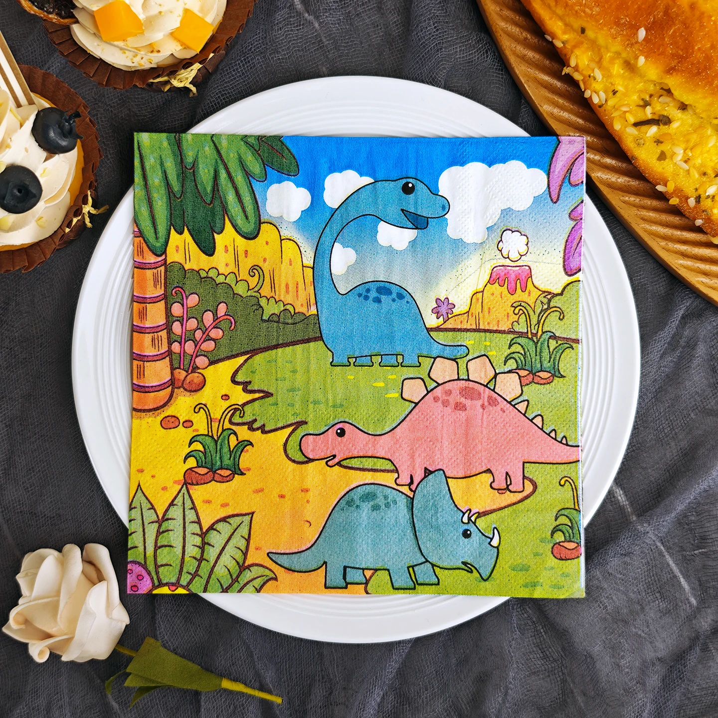 20/50pcs Cute Dinosaurs Printed Napkins Wedding Kids Birthda