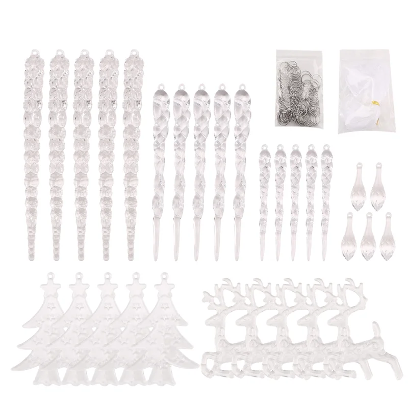 A59E-شجرة عيد الميلاد واضح الاكريليك جليد الحلي كريستال جليد قطرة المعلقات المعلقة لعيد الميلاد السنة الجديدة ديكور