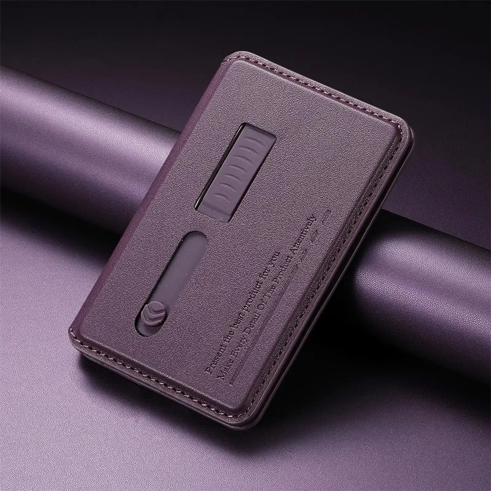 Hidden Strap Magnetic Wallet Card Holder 2 IN 1 PU Leather Finger Ring Bracket Ultra-Thin for iPhone 17 16 15 14 13 12