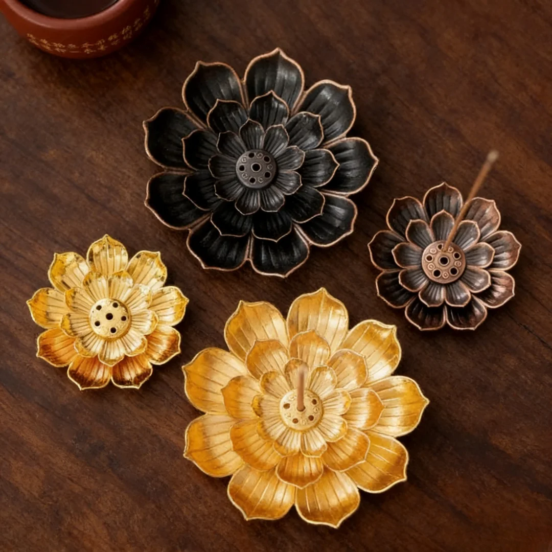 Metal Zen Lotus Buddha Incense Burner Incense Diffuser Incense Stick Holder Censer Buddhist Aromatherapy Use In Office Teahouse