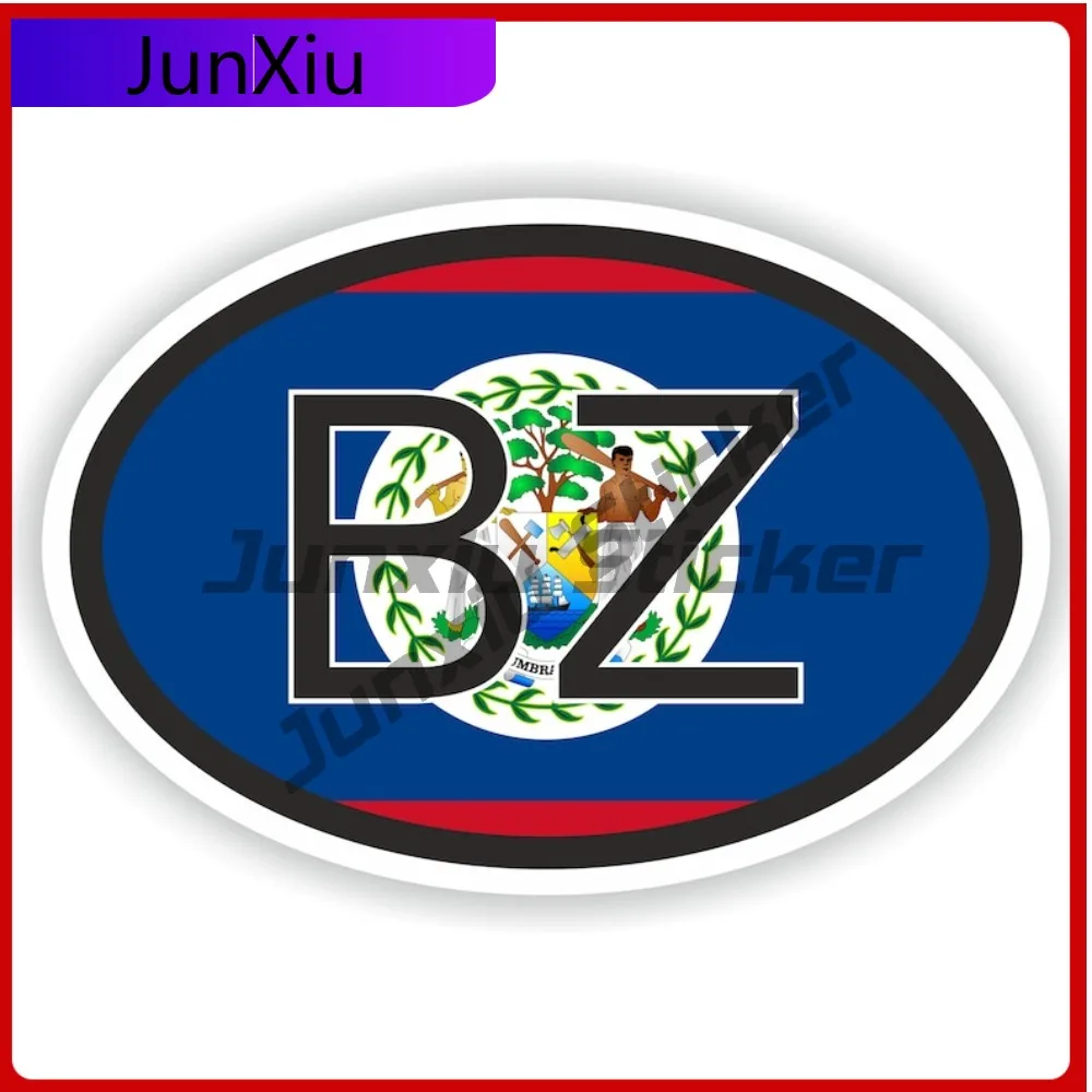 Belize oval código do país ba bandeira emblema nacional com borda branca decalques de vinil suv janela acampamento carro adesivo x500 motocicleta s