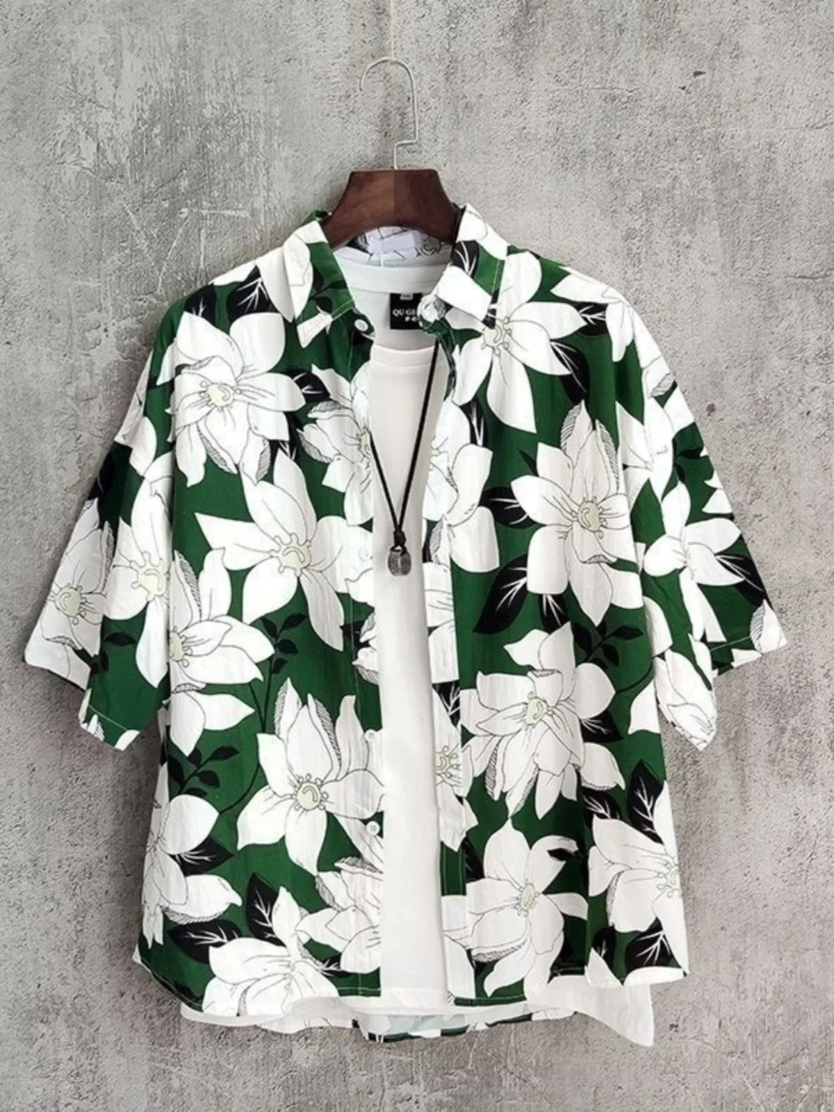 

Floral Loose Fit Medium Sve irt Men's Casual Sle Five-Quarter Sve Regular Thin Autumn Wear Other Material 00%