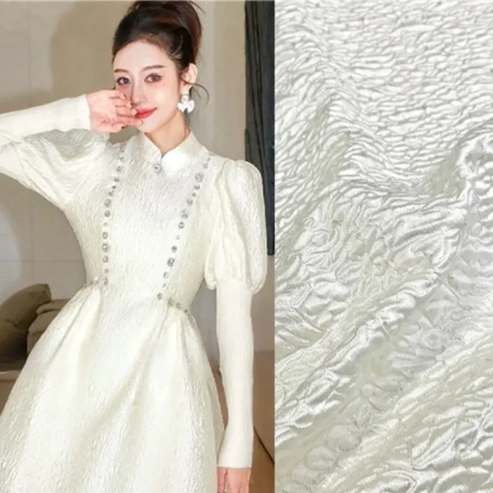 

Yarn-Dyed Brocade Jacquard Fabric Spring and Summer Thin Bubbles Dark Dress Jacket Clothing European Brand Fashion Design Cloth