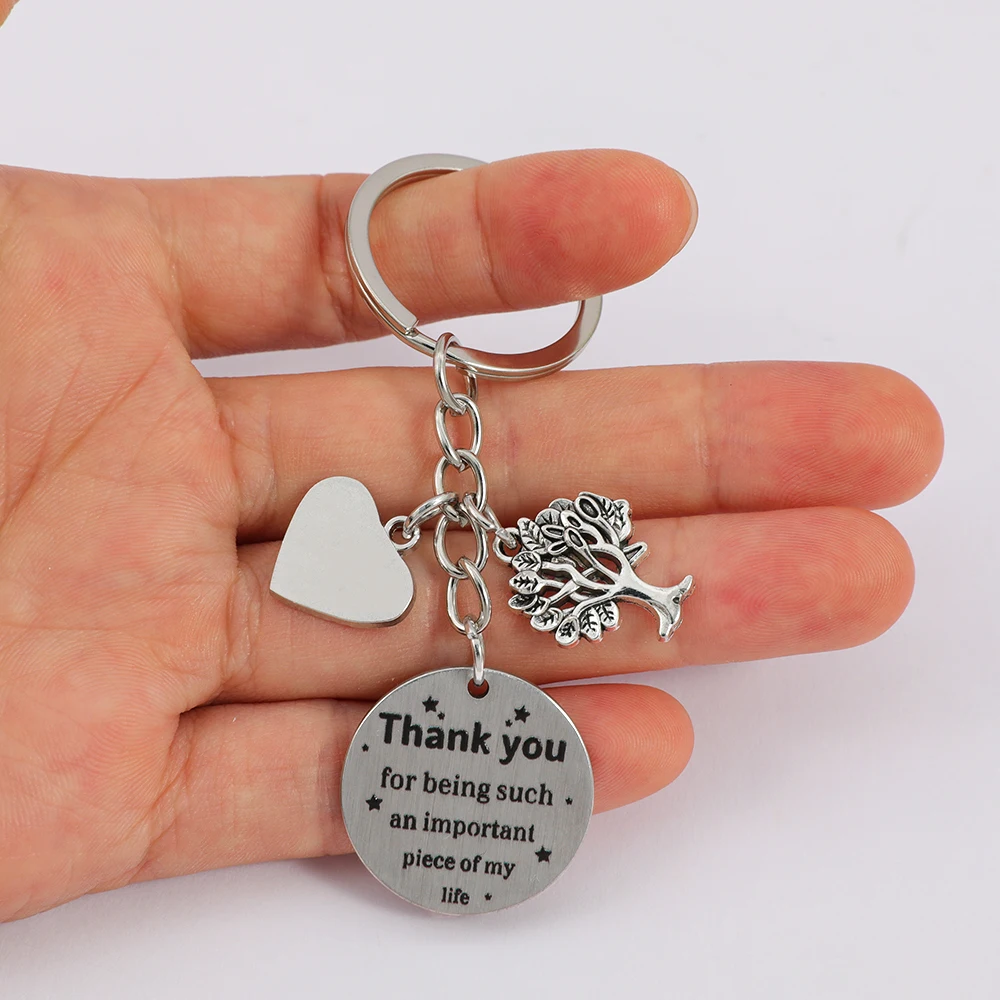 Teacher Appreciation Keychains with Engraved Charms, 4PCS