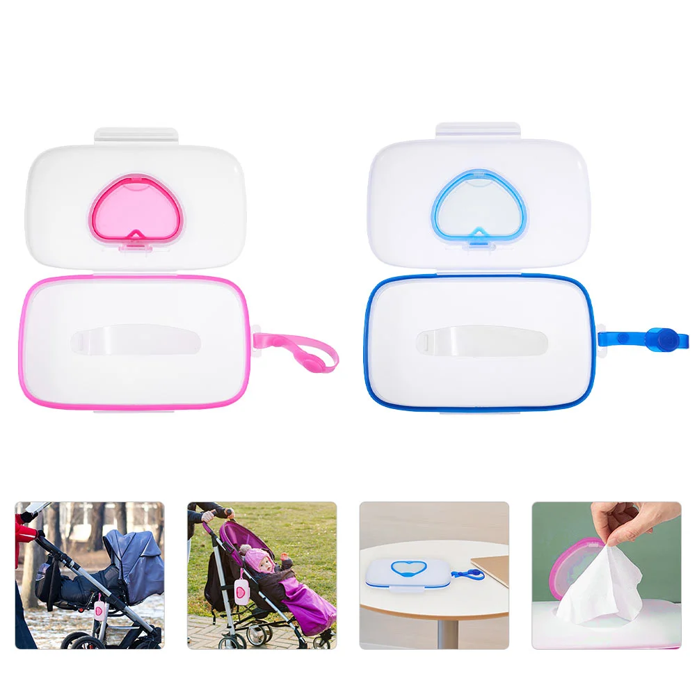 Boîte à mouchoirs en plastique pour poussette de bébé, étui à lingettes pour bébé, chariot de voyage, support d'amour, PP, 2 pièces