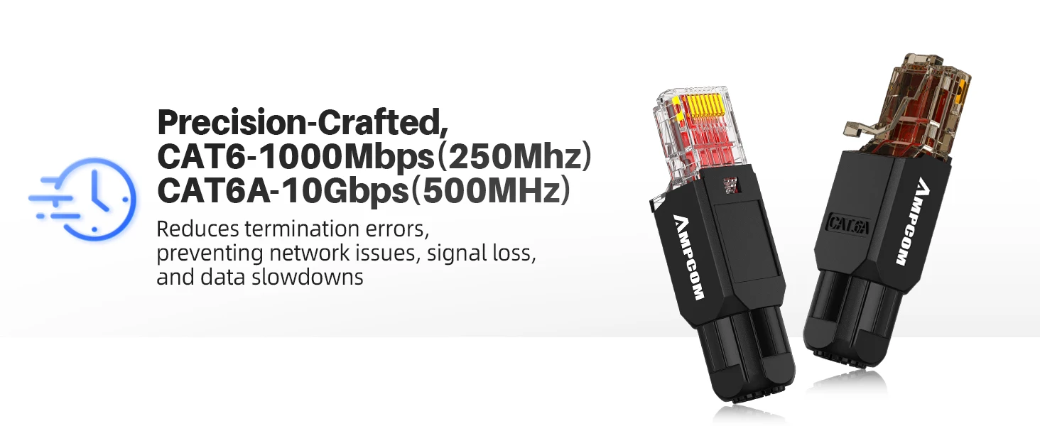 AMPCOM Crimp-freier RJ45-Stecker, werkzeugloses UTP 1000 Mbit/s CAT6/CAT6A Modularstecker für gestricktes, solides LAN-Ethernet-Kabel – Detail 9