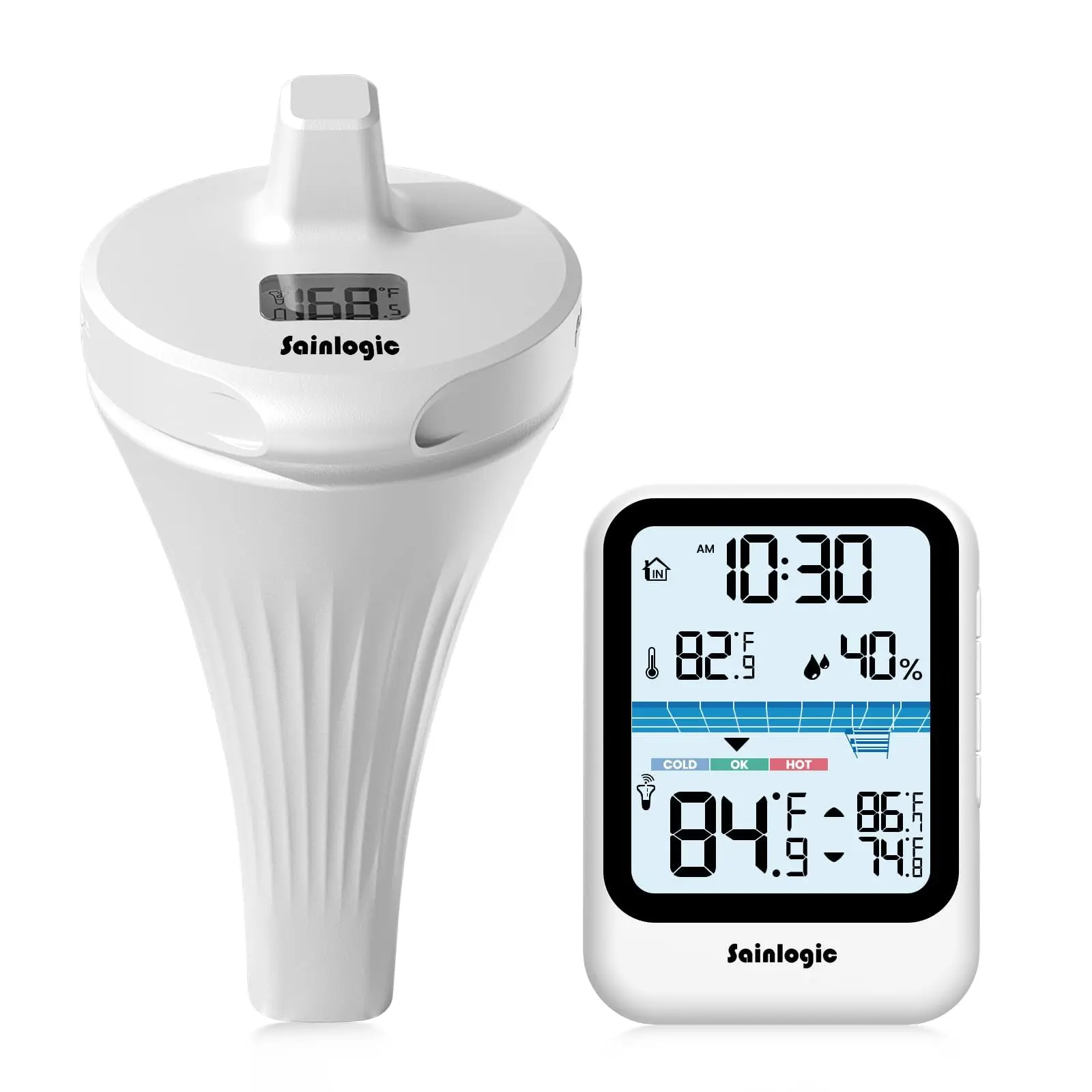 Wireless Floating Pool Thermometer, IP68 Waterproof, 0.1℃ High Precision Fast Read, 3.3