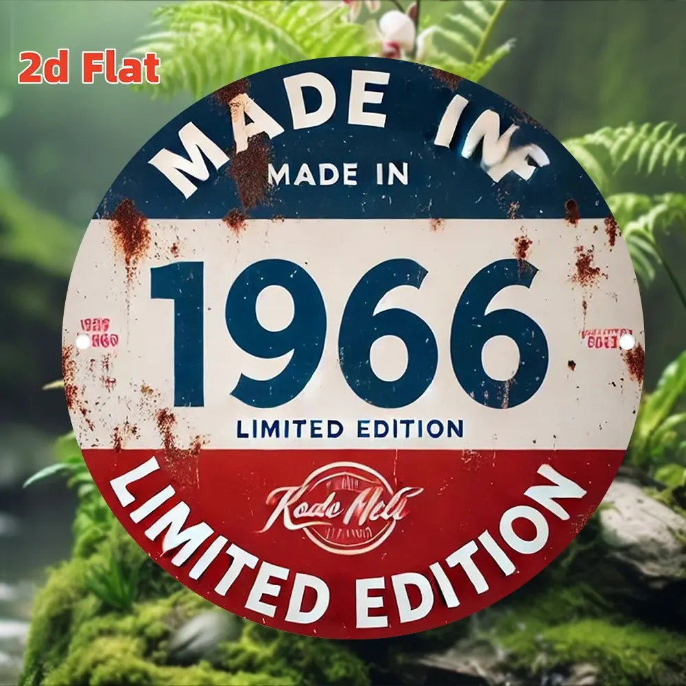 2D Flat, 1pc 1pcs 1pc 1pcs 1pc 1pcs 1pc 1pcs Vintage 1966 Limited Edition Metal Sign - Retro Wall Art Plaque Suitable for Home,