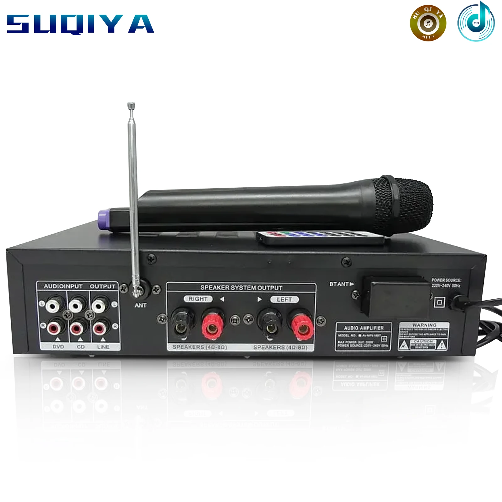 

AV-MP618BT 200W+200W HiFi 2.0 channel MP3 play Bluetooth digital amplifier Home karaoke amplifier home theater audio