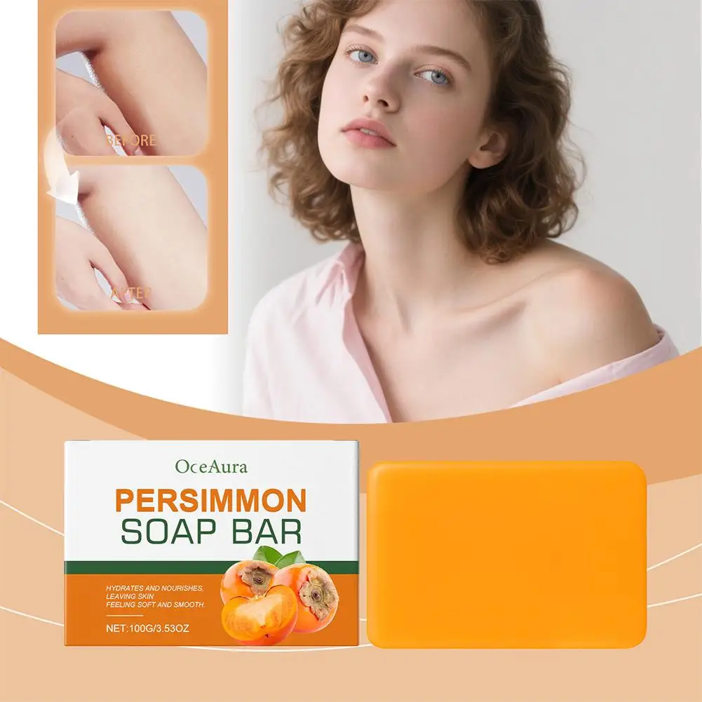 Sabonete de caqui 100g para limpeza de banho, desodorante, sabonetes naturais feitos à mão para melhor cuidados com a pele, 1 peça