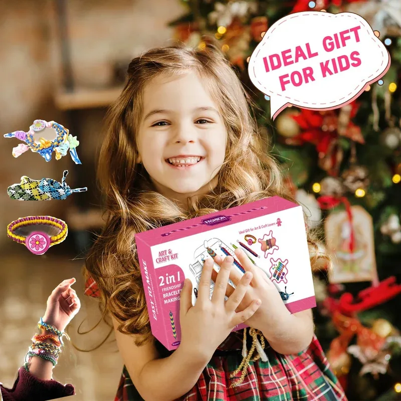 Vriendschapsarmbandmaakset voor meisjes, handgemaakt doe-het-zelf-stretchtouw voor kinderen, armbandmaakset voor kinderen