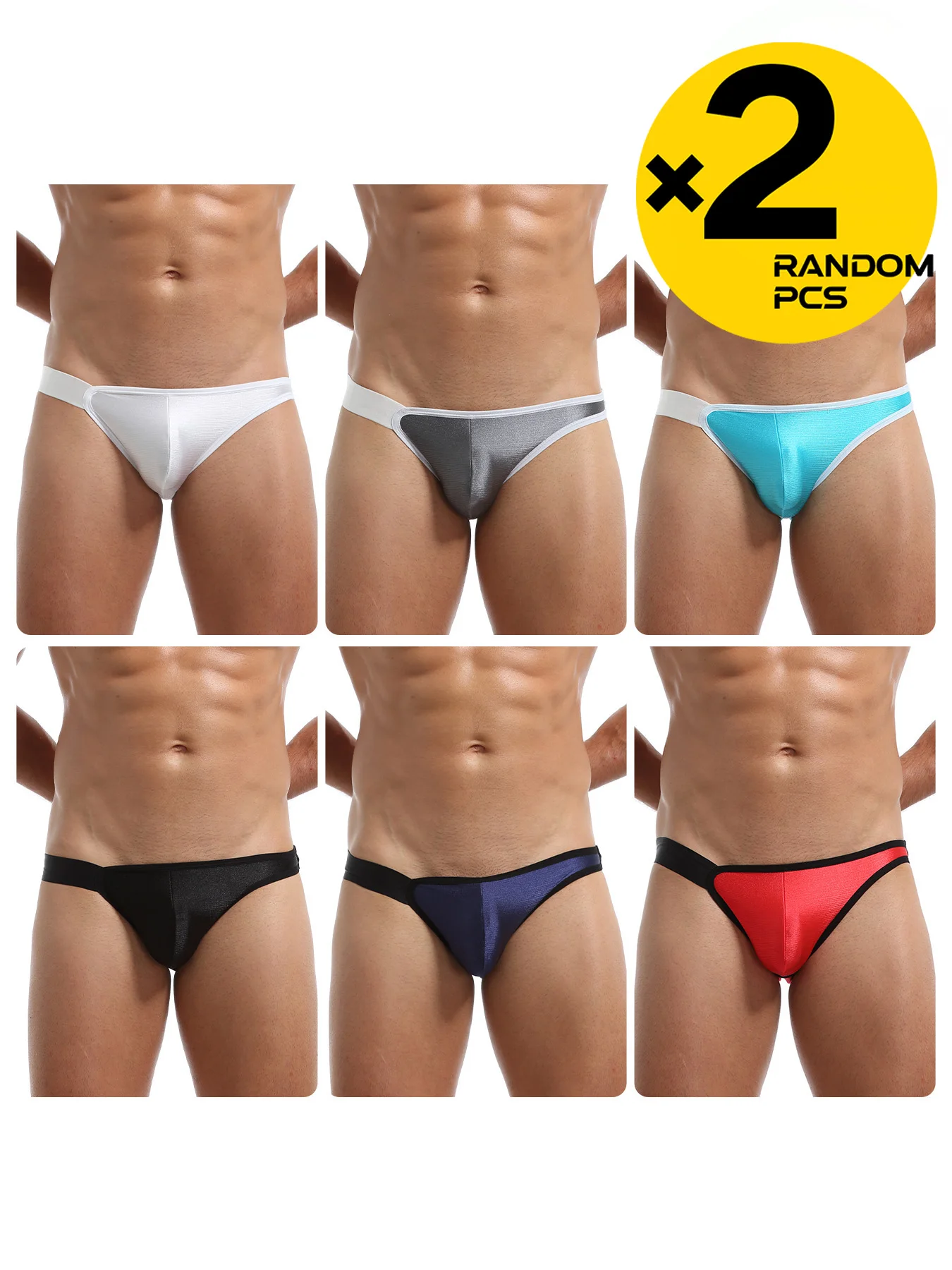 

Men's Low Waist 2-Piece Underwear Set Comfortable Soft Breathable High Elasticity Plain Color Youth Fashionable Triangle Shorts