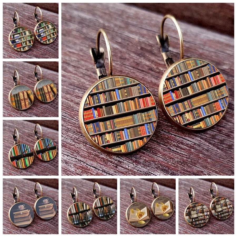 New Books Photos Earrings Book Lovers Glass Earrings Teachers Students Writers Library Administrators Earrings jewelry Gifts