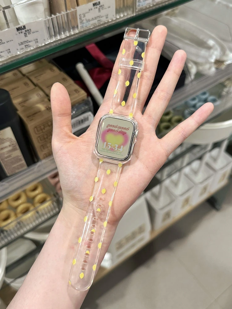 Transparent Strap For Apple Watch Band 8 7 49 41 45 Fruit Print Pattern Bracelet For iWatch Series 6 SE 5 4 3 38 40 42 44mm