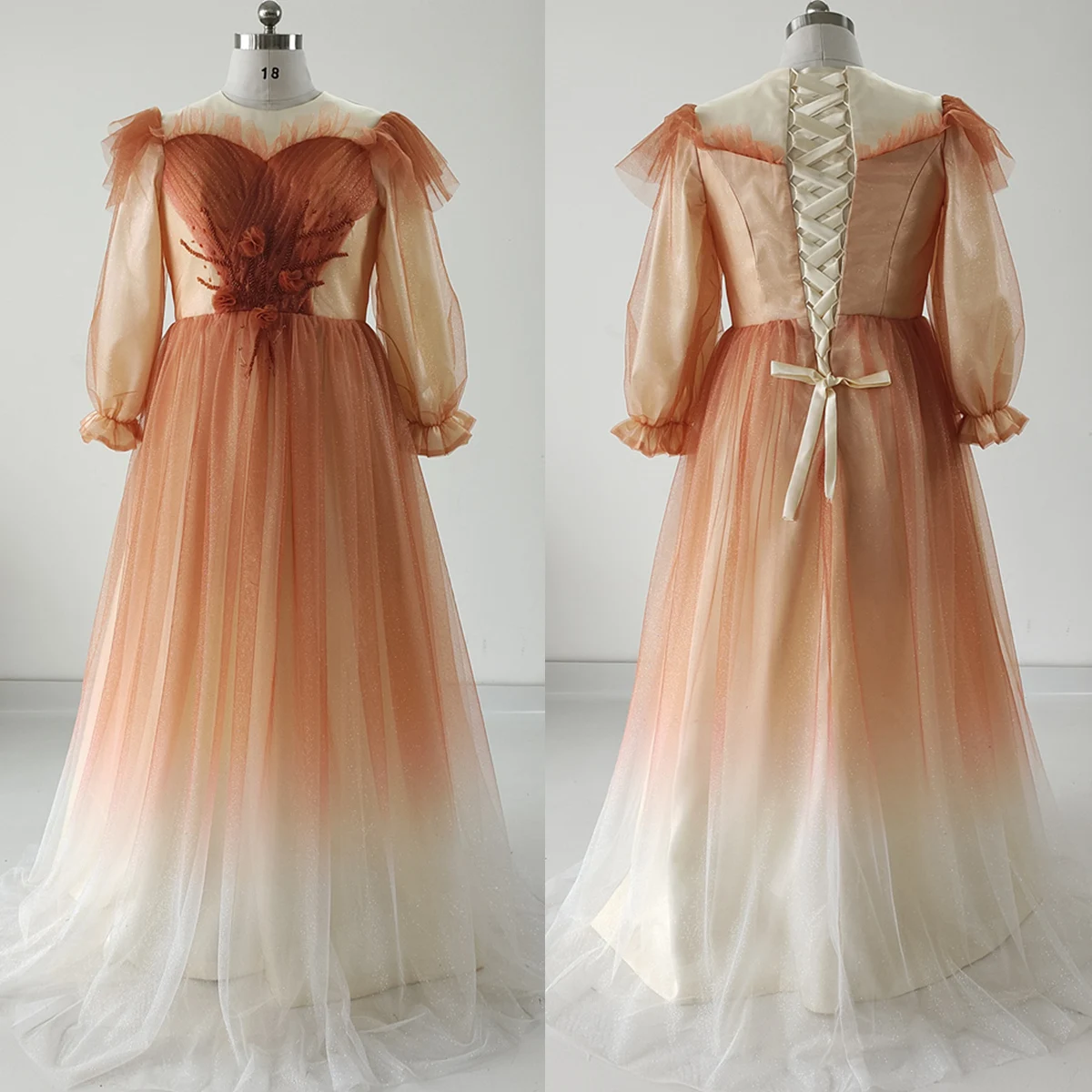 

Вечернее платье на заказ, скромное вечернее платье больших размеров с круглым вырезом и длинными рукавами, трапециевидной формы длиной до пола, на шнуровке, женское вечернее платье