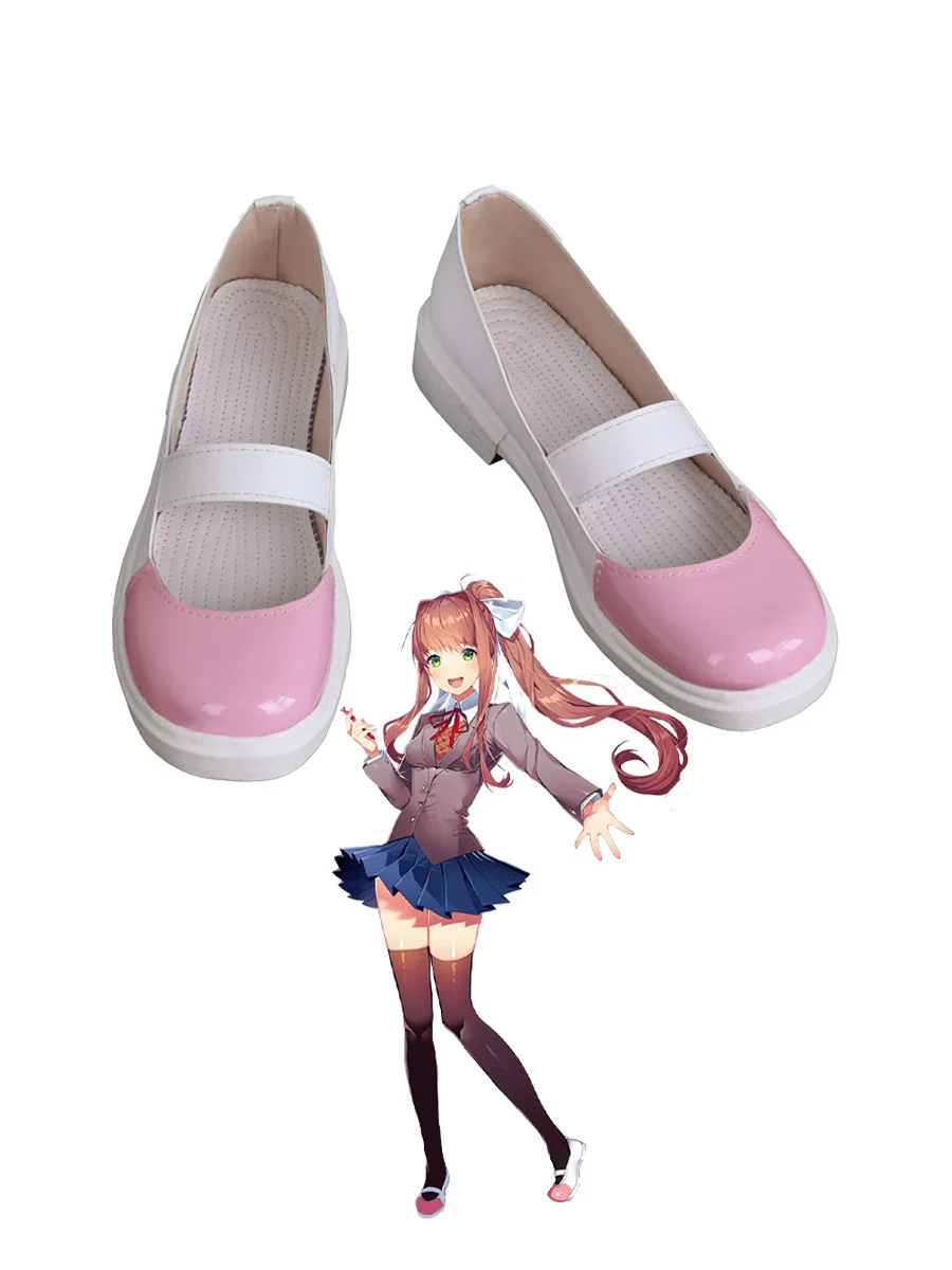 Обувь для косплея Doki Doki Literature Club Monika, розовые ботинки, размер на заказ