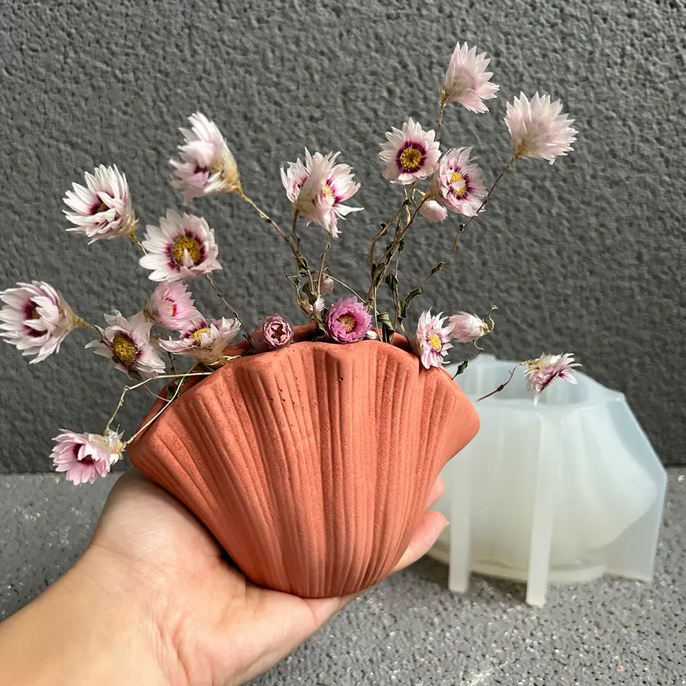 3d Jakobs muschel Vase Silikon form DIY Kerzenhalter Muschel Blumen arrangement Handwerk Herstellung Gips Tablett Harz Zement Gussformen