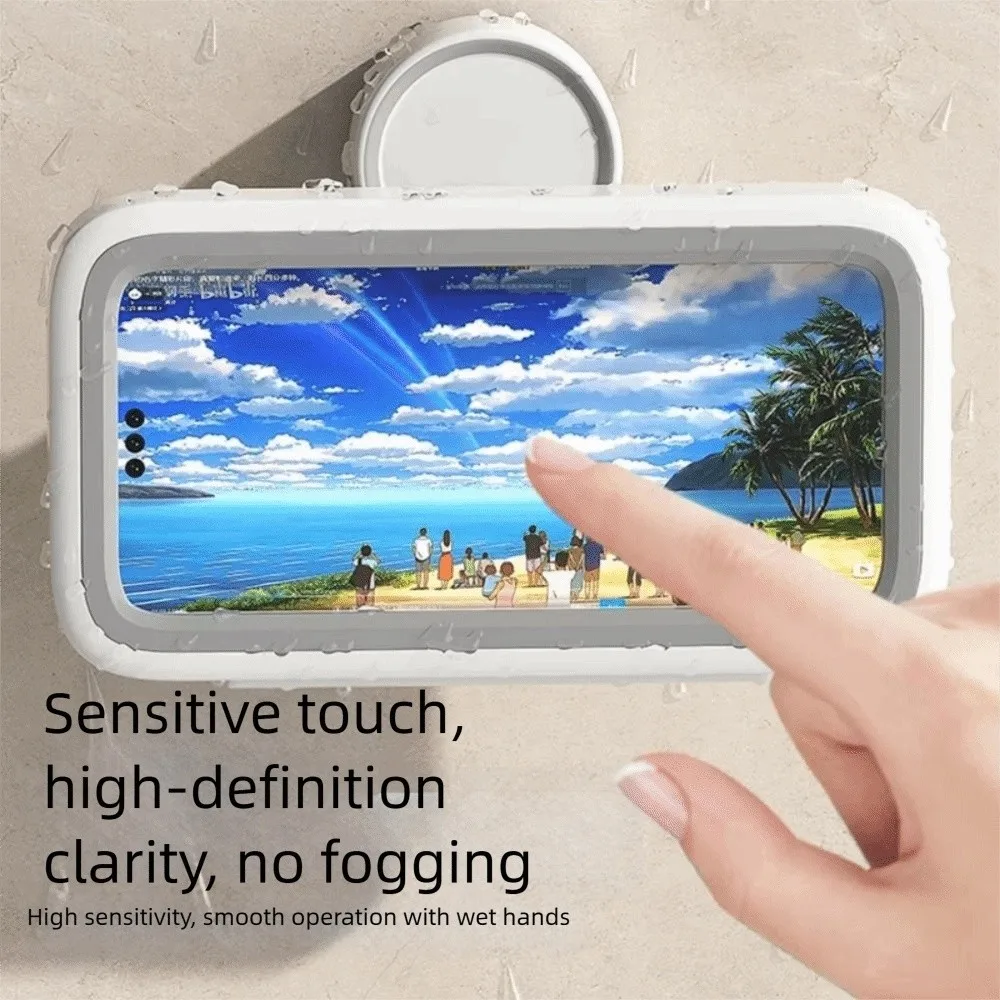 Suction Cup Bathroom Phone Holder Rotatable Adjustable Wall Mounted Phone Case Anti-Fog High Sensitivity