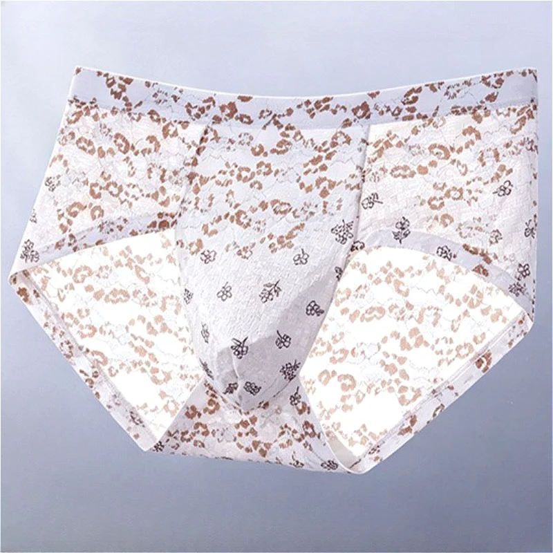 Lace Men Underwear Transparent Mens Swimming Briefs Sexy Jacquard Seamless Convex Pouch Underpants Smooth Man Triangle Panties