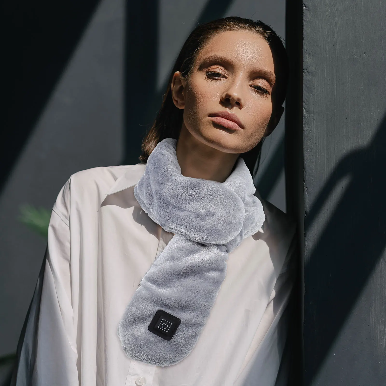 

Heating Scarf Smart Neck Warmer Winter Rechargeable Warm Neckerchief Washable Outdoor Winter Supply Unisex Grey