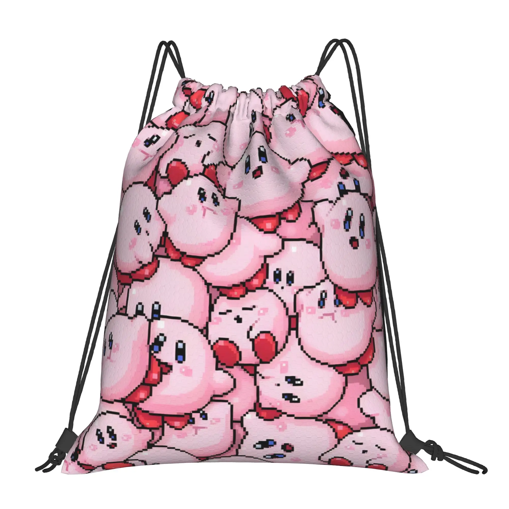 

Custom Kirbys Cartoon Game Drawstring Bag for Shopping Yoga Backpacks Women Men Sports Gym Sackpack