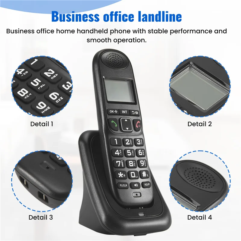 Telepon Genggam Indah Telepon Tanpa Kabel Digital Mendukung 5 Handset 16 Bahasa US Plug A