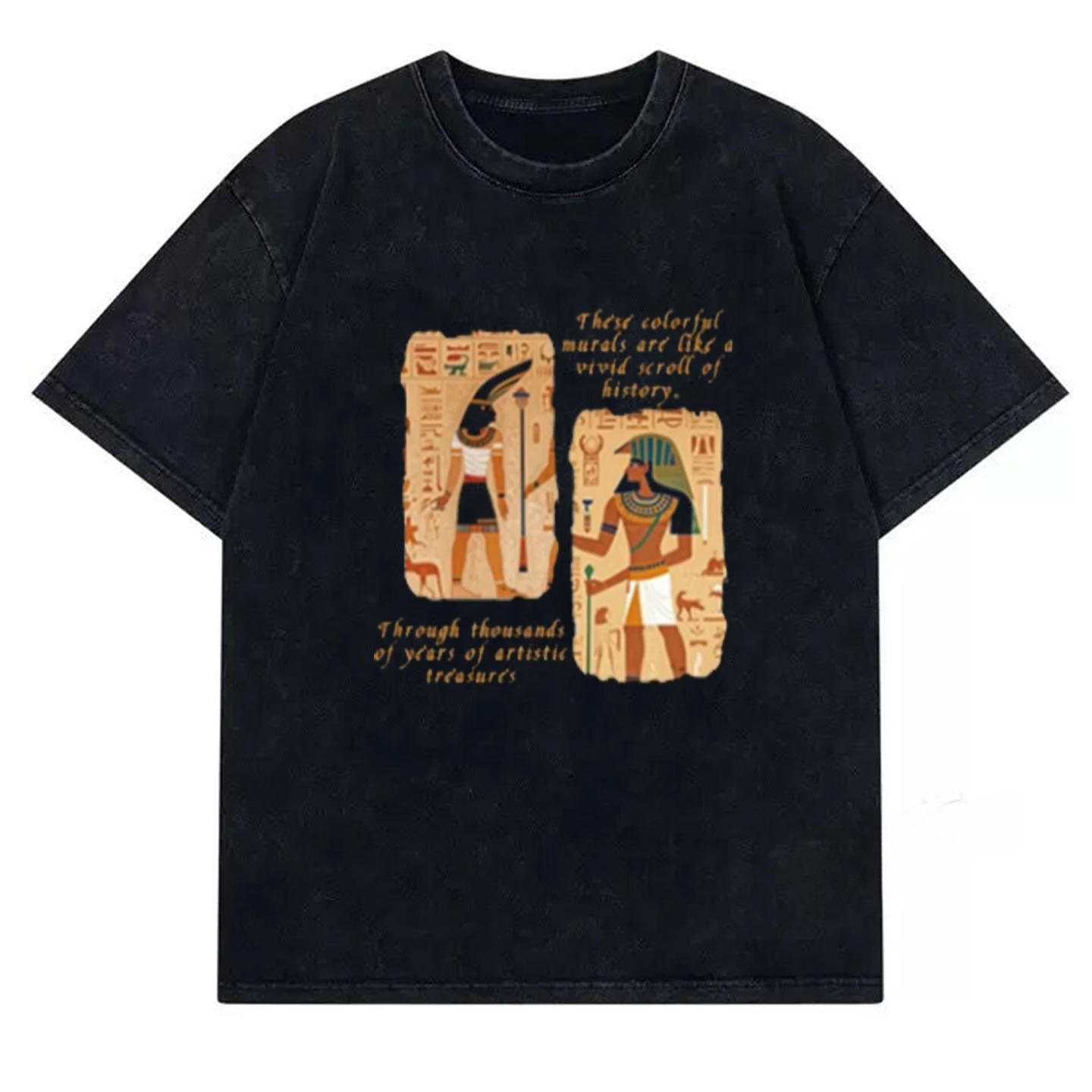 

Designer High Street Style Printed Short-sleeved T-shirt American Retro Men's Wear Pure Cotton Cool and Versatile Round-neck Top