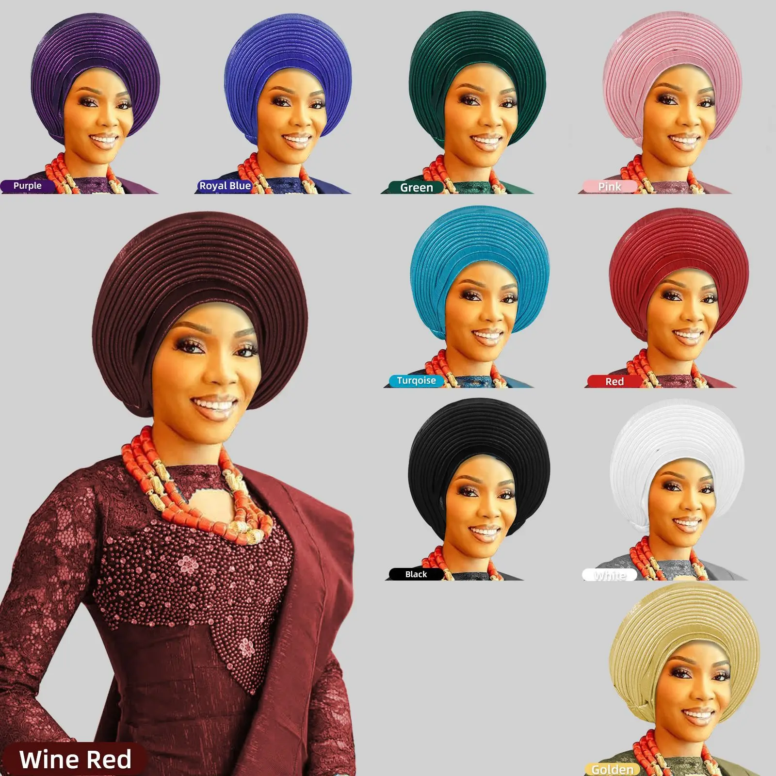

Nigeria Head Wraps Female Headpiece 2025 New Turban Cap Bonnet for Women African Auto Gele Headtie Muslim Hijab Wedding Headwear