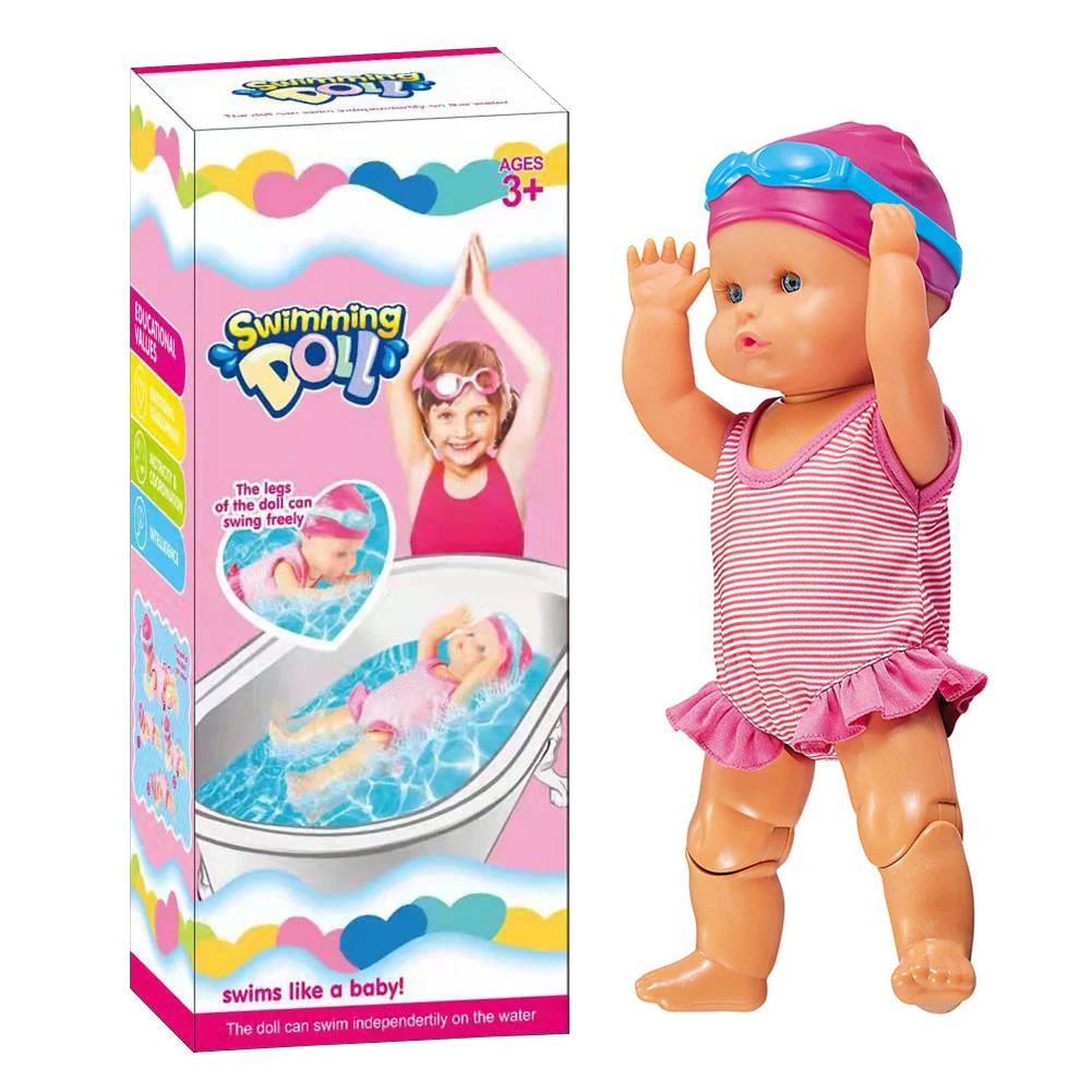 

Swimmer Doll Waterproof Water Baby Doll with Movable Joint and Detachable Suit Kids Bathroom Bath Toy Birthday Gift for Kids