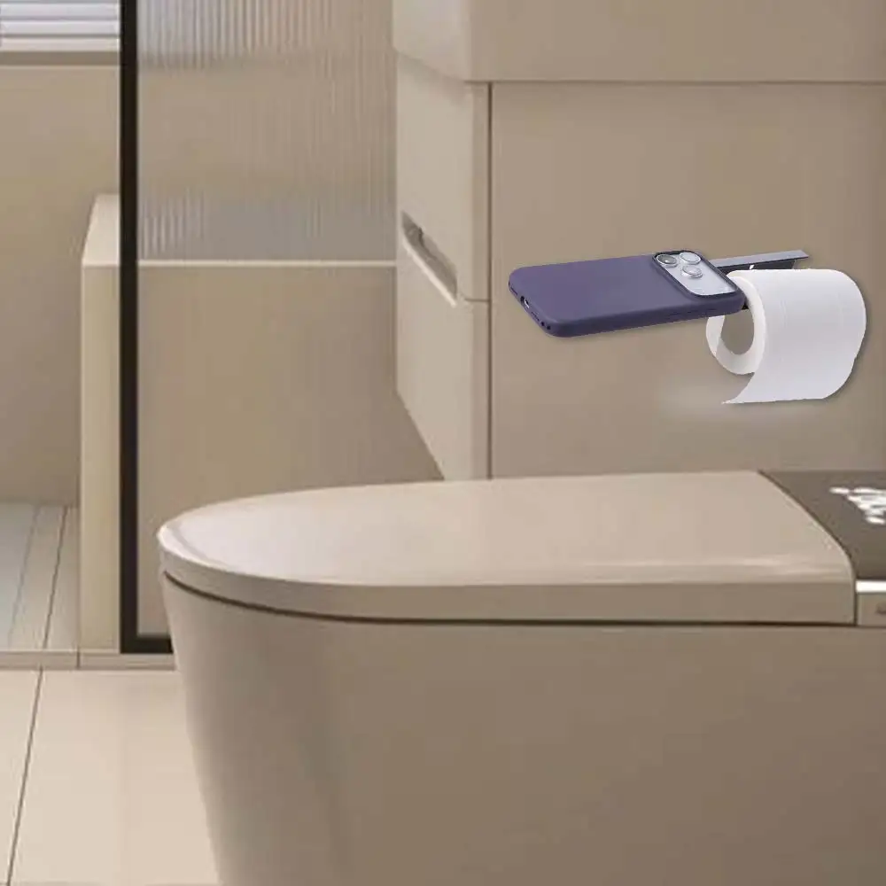 

Wall Mounted Toilet Paper Holder Strong Load Capacity Save Space Towel Holders Iron Sturdy Paper Roll Rack Bathroom