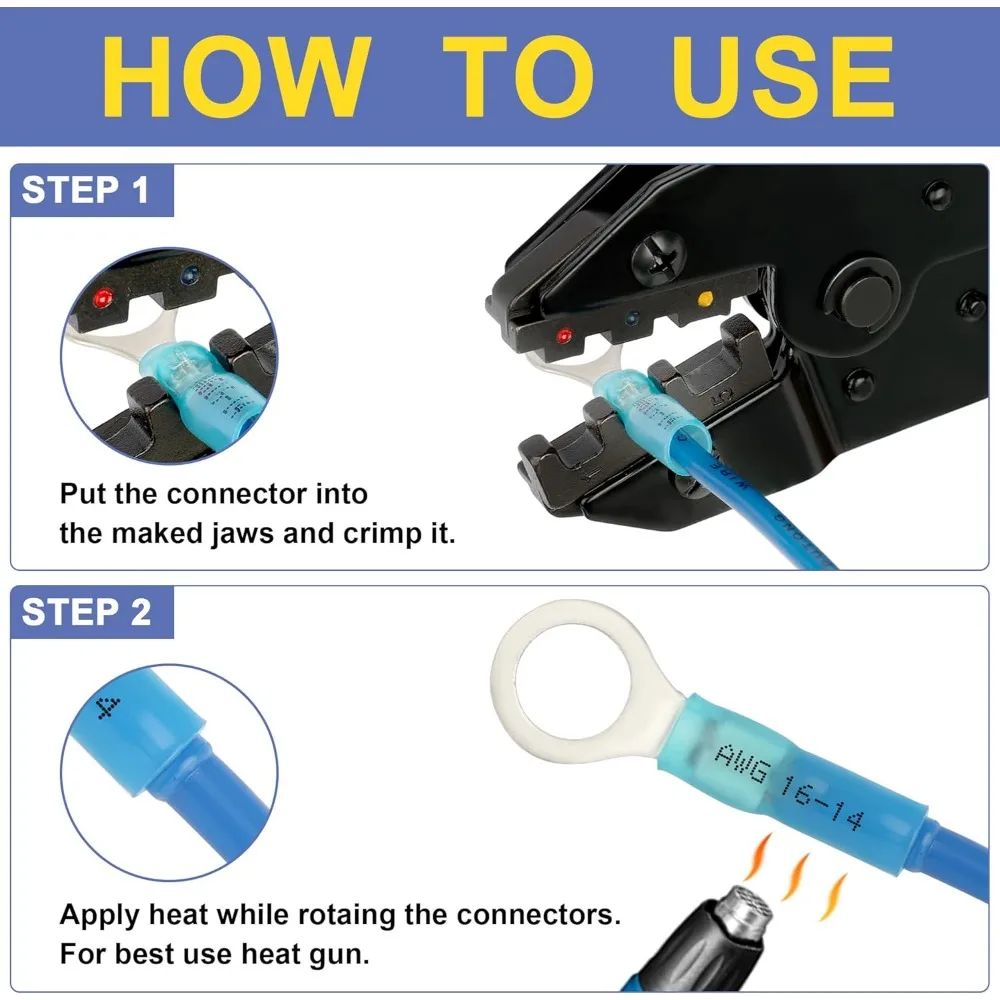Heat Shrink Connectors Set with Crimping Tool, Wire Stripper, and 280PCS AWG 22-10 Marine Grade Connectors